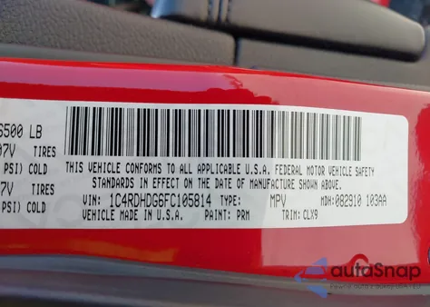 2015 Dodge Durango Limited z USA, uszkodzony, nr VIN 1C4RDHDG6FC105814